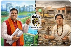 मंत्री गजेन्द्र के हाथों विकास, महापौर बाघमार के कार्यकाल में अव्यवस्था&mdash;दुर्ग में दिखी दोहरी तस्वीर