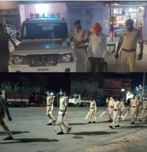 मुंगेली पुलिस का फ्लेग मार्च धारा १४४ के उल्लंघन पर कार्यवाही