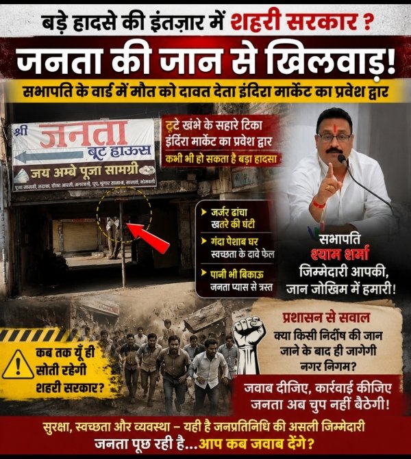 क्या बड़े हादसे का इंतजार कर रही है शहरी सरकार? सभापति के वार्ड स्थित इंदिरा मार्केट में मौत को दावत देता जर्जर ढांचा, जिम्मेदार मौन