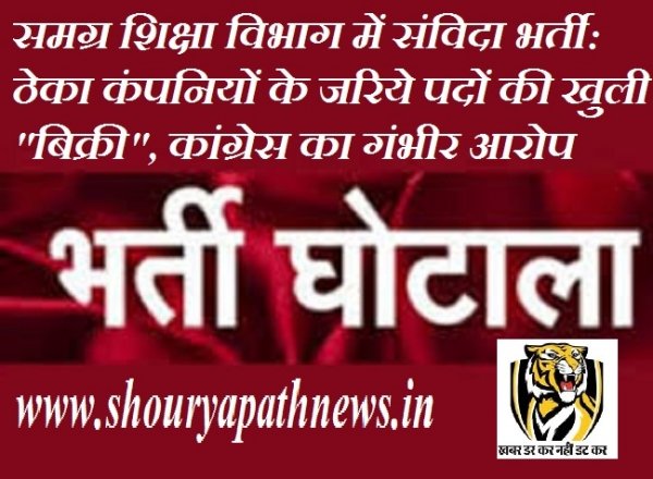 समग्र शिक्षा विभाग में संविदा भर्ती: ठेका कंपनियों के जरिये पदों की खुली "बिक्री", कांग्रेस का गंभीर आरोप