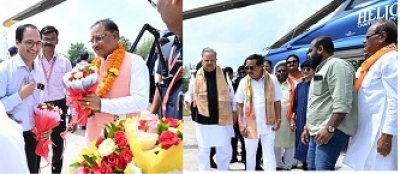 राजनांदगांव में सीएम साय ,केन्द्रीय मंत्री सी.आर.पाटिल एवं विधानसभा अध्यक्ष डॉ. रमन सिंह का हुआ भव्य स्वागत ...