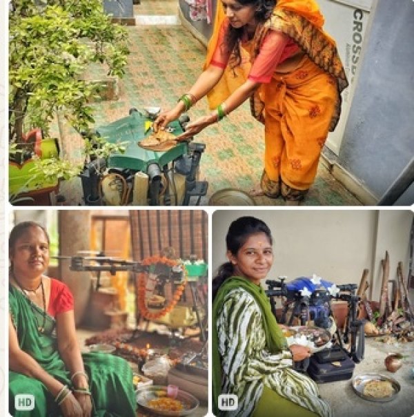 छत्तीसगढ़ के पारंपरिक हरेली तिहार में बालोद जिले में ड्रोन दीदियों ने दिखाई आधुनिकता की झलक