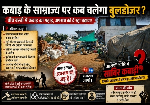 कबाड़ के साम्राज्य पर कब चलेगा बुलडोजर? बीच बस्ती में फैला कबाड़, उठ रहे सवाल &mdash; आखिर किसके संरक्षण में चल रहा यह कारोबार?